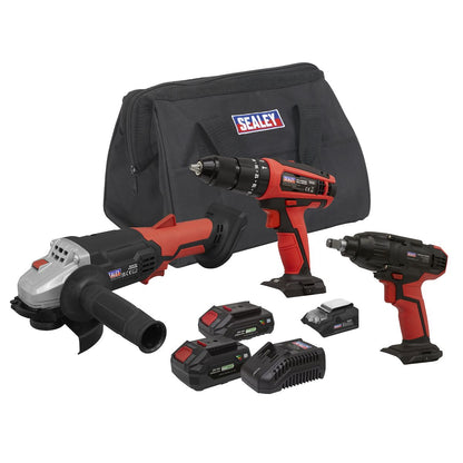 Sealey CP20VCOMBO1 3 x Tool Cordless Combo Kit 20V SV20 Series