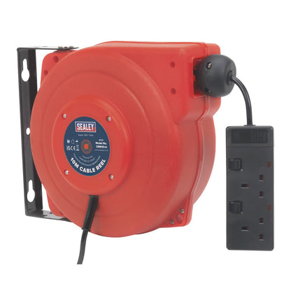 Sealey CRM10 Cable Reel System Retractable 10m 2 x 230V Socket