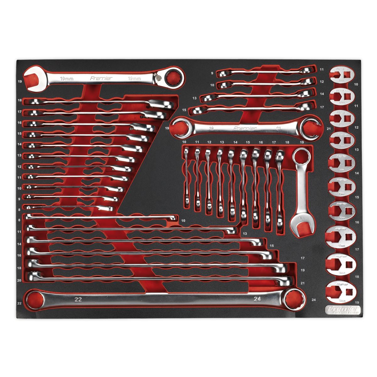 Sealey TBTP11 Tool Tray with Specialised Spanner Set 44pc