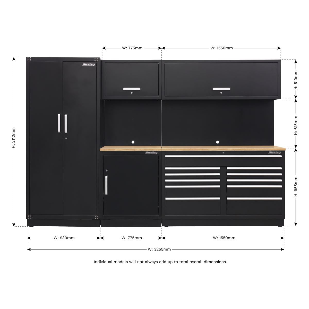 Sealey APMSCOMBO2W Premier 3.3m Storage System - Oak Worktop