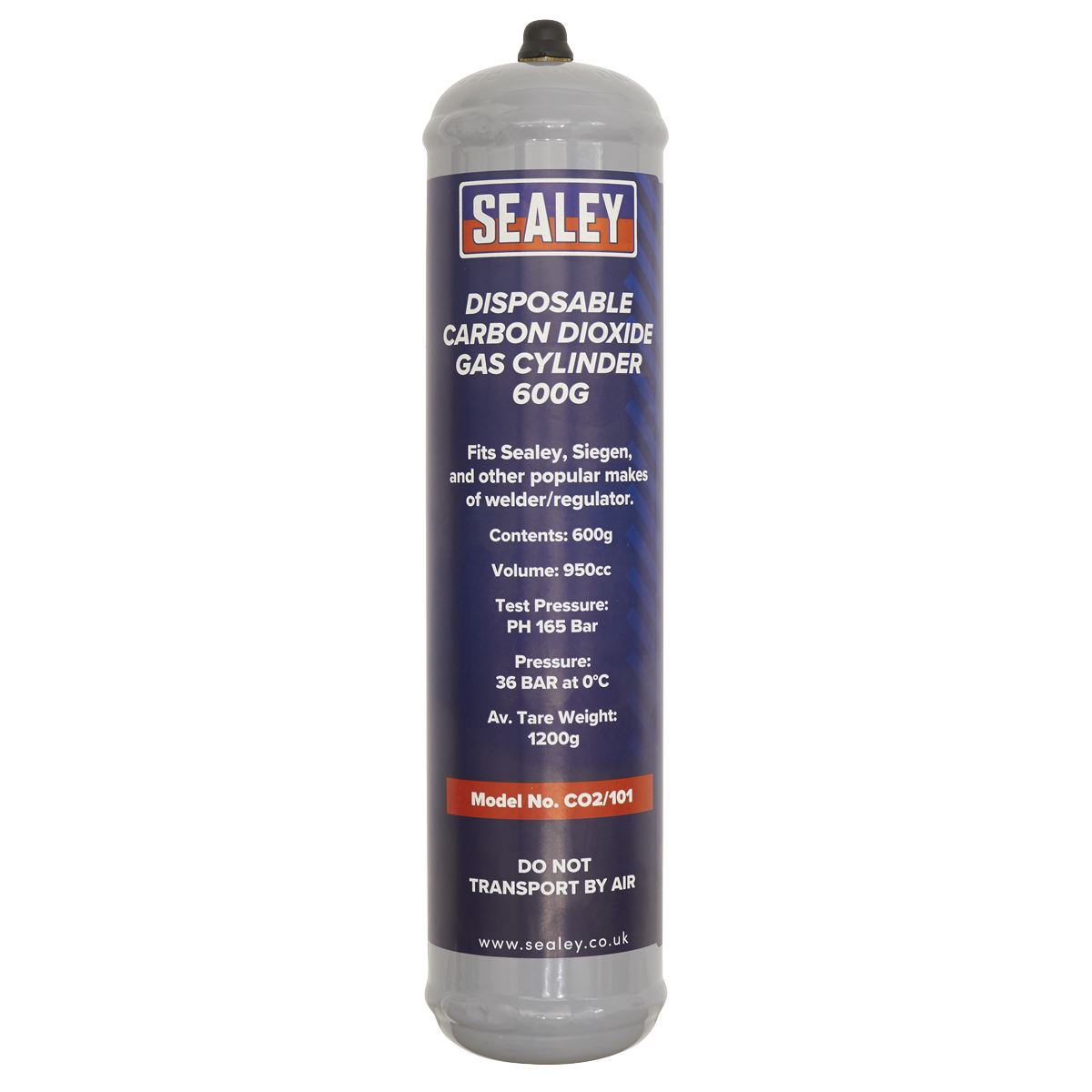 Sealey CO2/101 Gas Cylinder Disposable Carbon Dioxide 600g