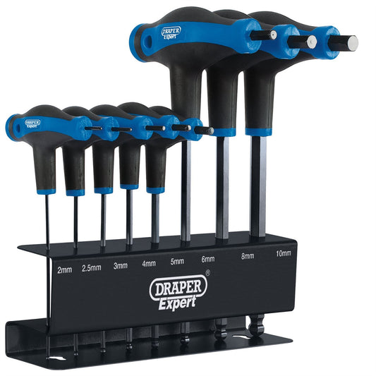 Draper 33873 Expert Soft Grip Metric Hex & Ball End T-Handle Key Set 8 Piece