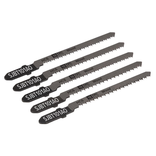 Sealey SJBT101AO Jigsaw Blade Hard Wood 83mm 18tpi - Pack of 5