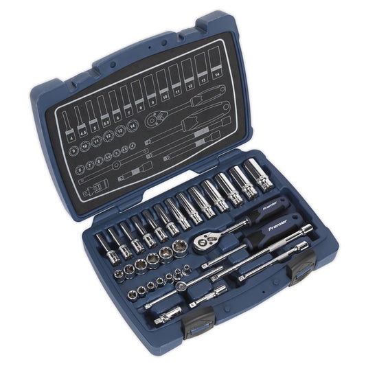 Sealey AK8990 Socket Set 33pc 1/4"Sq Drive 6pt WallDrive® Metric