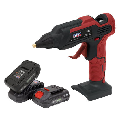 Sealey CP20VGGKIT Cordless Glue Gun Kit 20V 2Ah SV20 Series - 2 Batteries