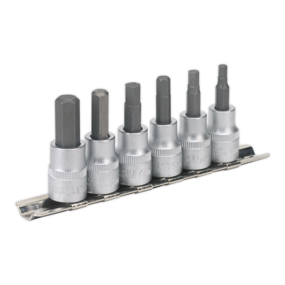 Sealey AK656 Hex Key Socket Bit Set 6pc 3/8"Sq Drive Metric