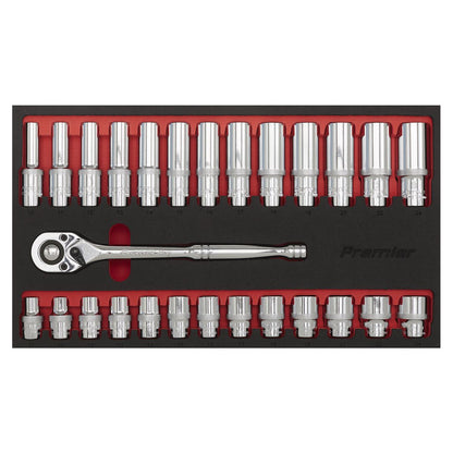 Sealey AK66723 Ratchet Wrench & Socket Set 27pc 1/2"Sq Drive