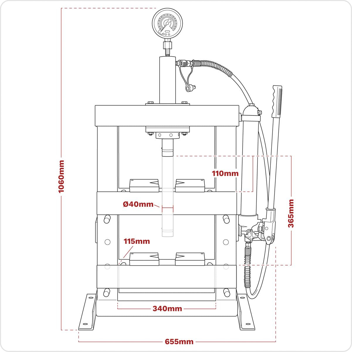 Sealey YK10B Hydraulic Bench Type Press 10 Tonne