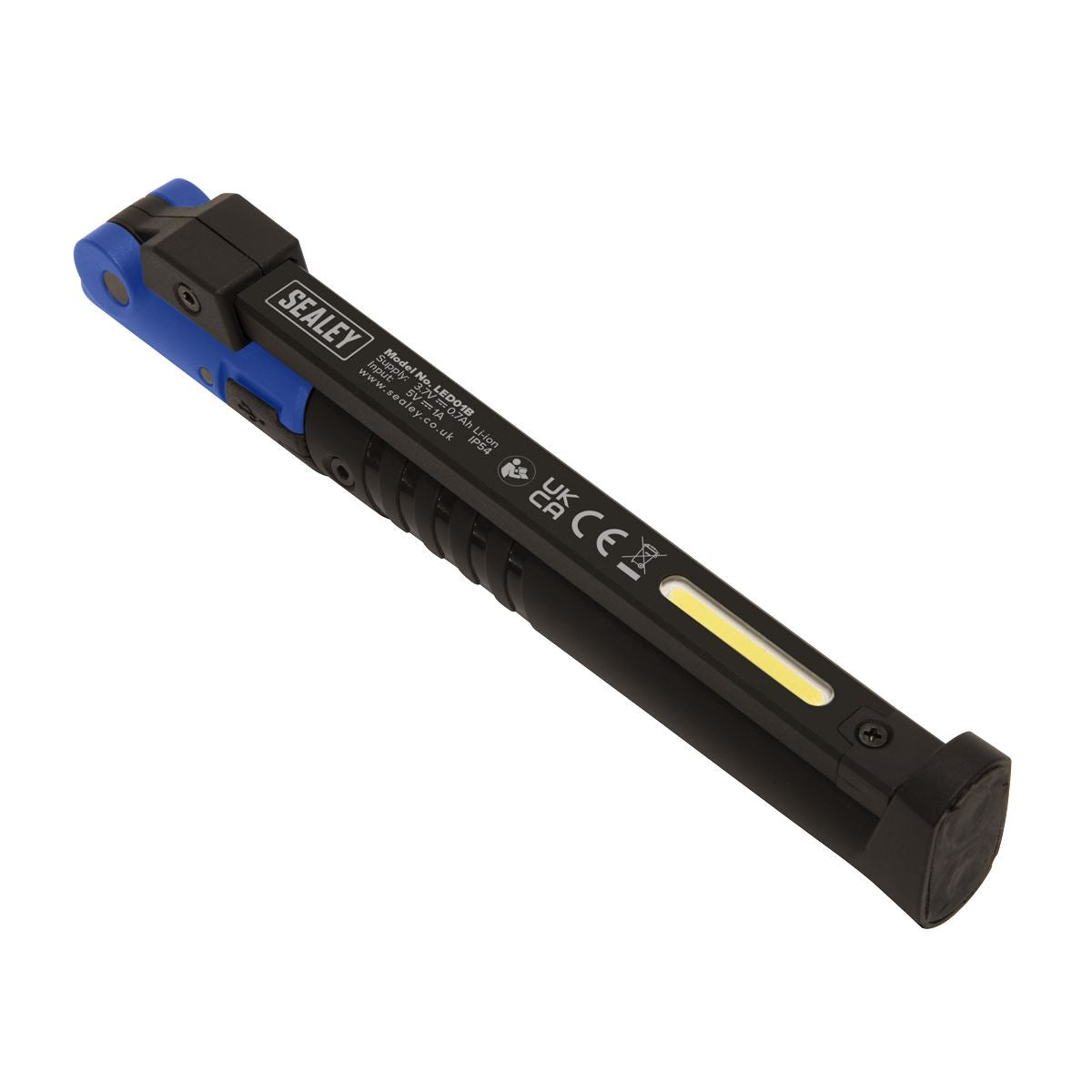 Sealey LED01B Rechargeable Slim Folding Pocket Light 2 COB & 1 SMD LED - Blue