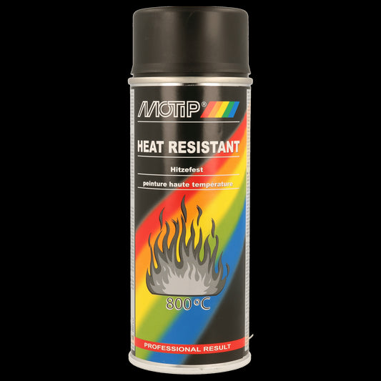 Motip Black Heat Resistant Spray Paint Up To 800 Degrees 400ml M04031