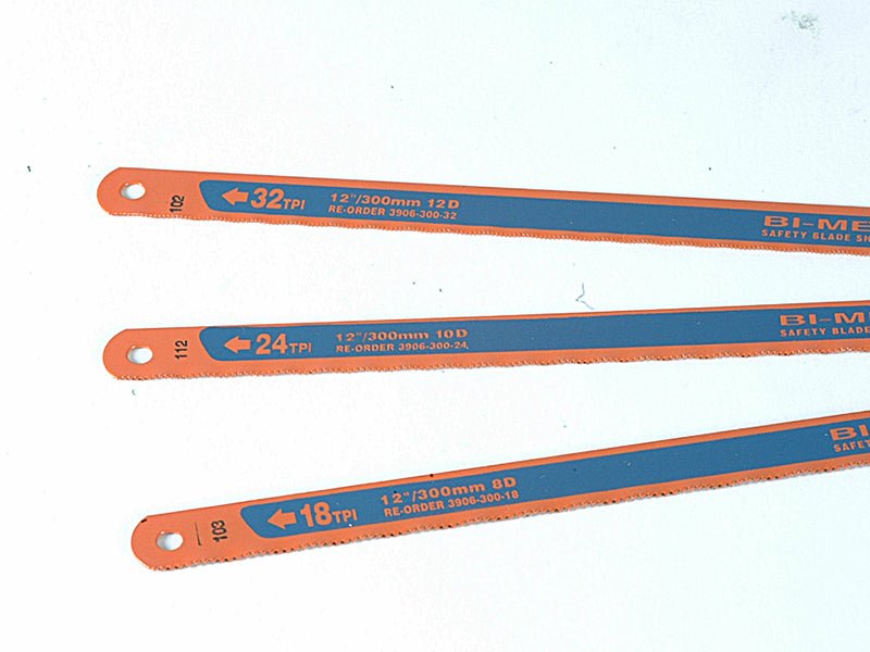 Bahco 3906 Sandflex Hacksaw Blades 300mm 12in 8 24 & 32 TPI Pack 3 BAH3906243P - McCormickTools