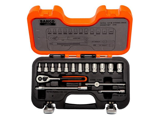 Bahco S160 Socket Set of 16 Metric 1/4in Drive BAHS160 - McCormickTools