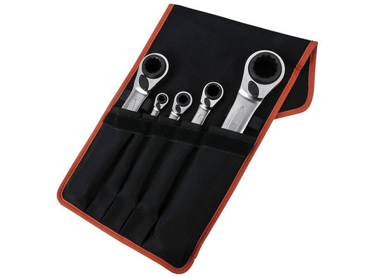 Bahco S4RM Series Reversible Ratchet Spanners Set 5 Piece BAHS4RM5T - McCormickTools