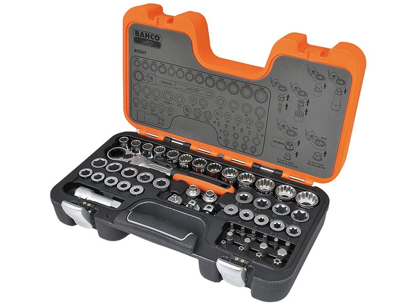 Bahco S530T Pass - Through Socket Set of 53 Metric 1/2in Drive BAHS530T - McCormickTools