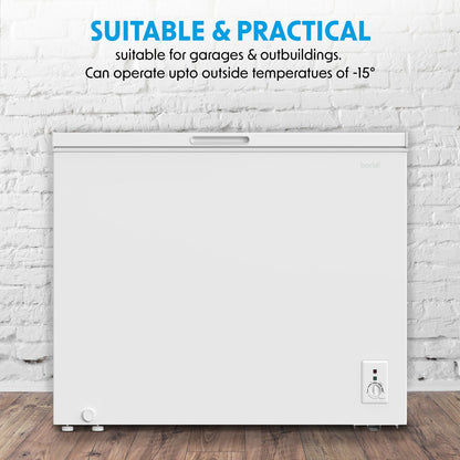 Baridi DH111 Freestanding Chest Freezer 199L Capacity - 12 to - 24°C Adjustable Thermostat White - McCormickTools