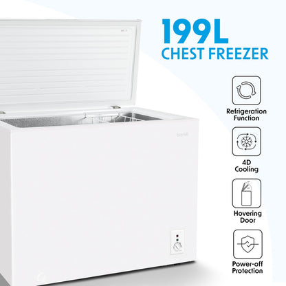 Baridi DH111 Freestanding Chest Freezer 199L Capacity - 12 to - 24°C Adjustable Thermostat White - McCormickTools