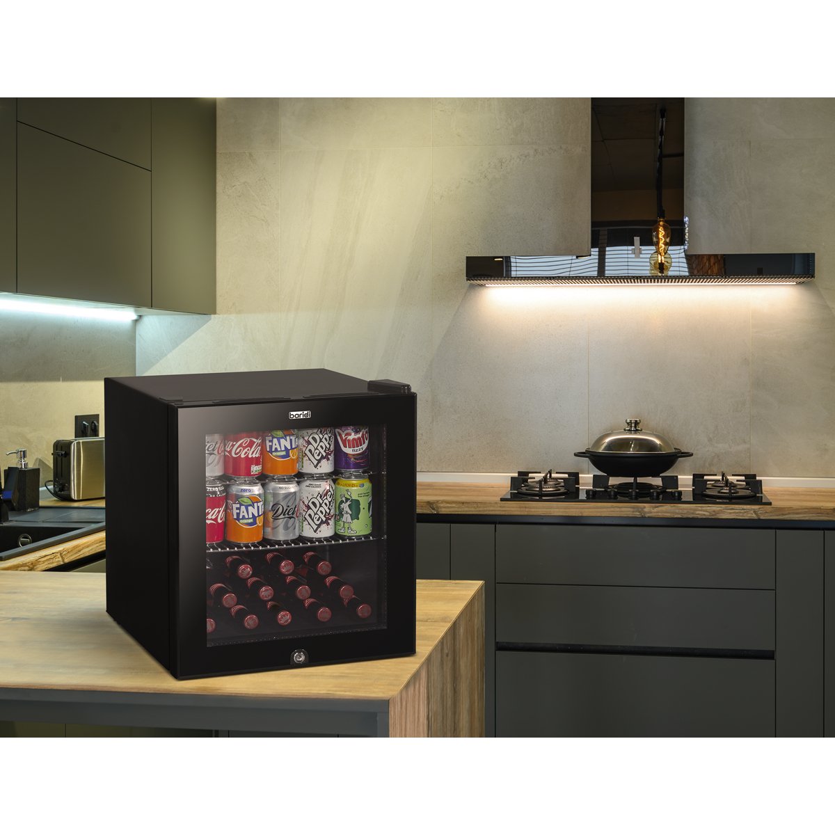 Baridi DH12 50L Tabletop Beer & Drinks Mini Fridge with Light 3 - 10°C - Black & Glass - McCormickTools