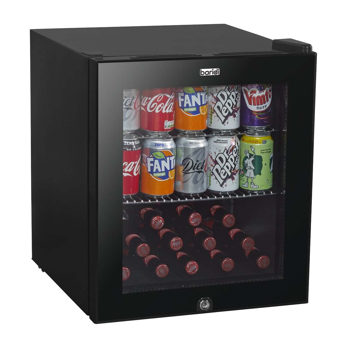 Baridi DH12 50L Tabletop Beer & Drinks Mini Fridge with Light 3 - 10°C - Black & Glass - McCormickTools