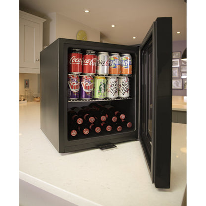 Baridi DH12 50L Tabletop Beer & Drinks Mini Fridge with Light 3 - 10°C - Black & Glass - McCormickTools