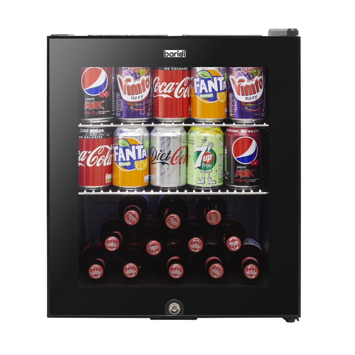 Baridi DH12 50L Tabletop Beer & Drinks Mini Fridge with Light 3 - 10°C - Black & Glass - McCormickTools