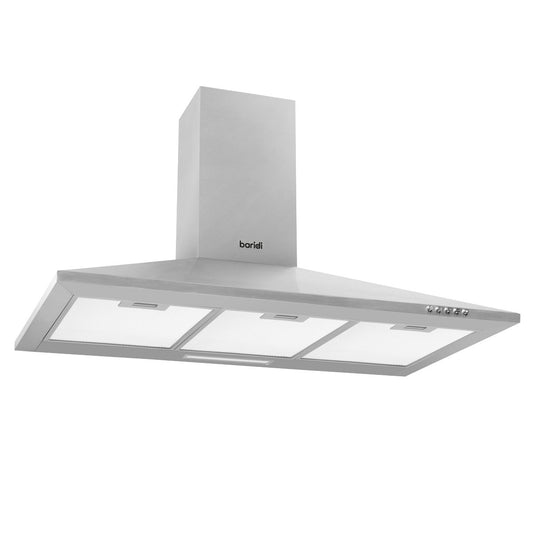 Baridi DH127 90cm Chimney Style Cooker Hood with Carbon Filters Stainless Steel