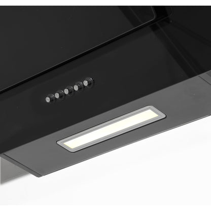 Baridi DH129 60cm Angled Chimney Cooker Hood with Carbon Filters LED Lamp Energy Class B Black Glass