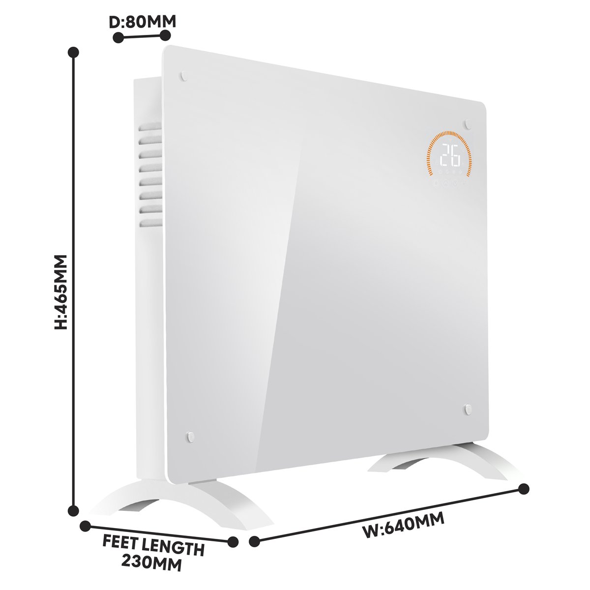 Baridi DH138 Electric Glass Panel Heater 1500W Thermostat Controlled 24Hr 7 Day Timer Wi - Fi Enabled Remote Control White - McCormickTools