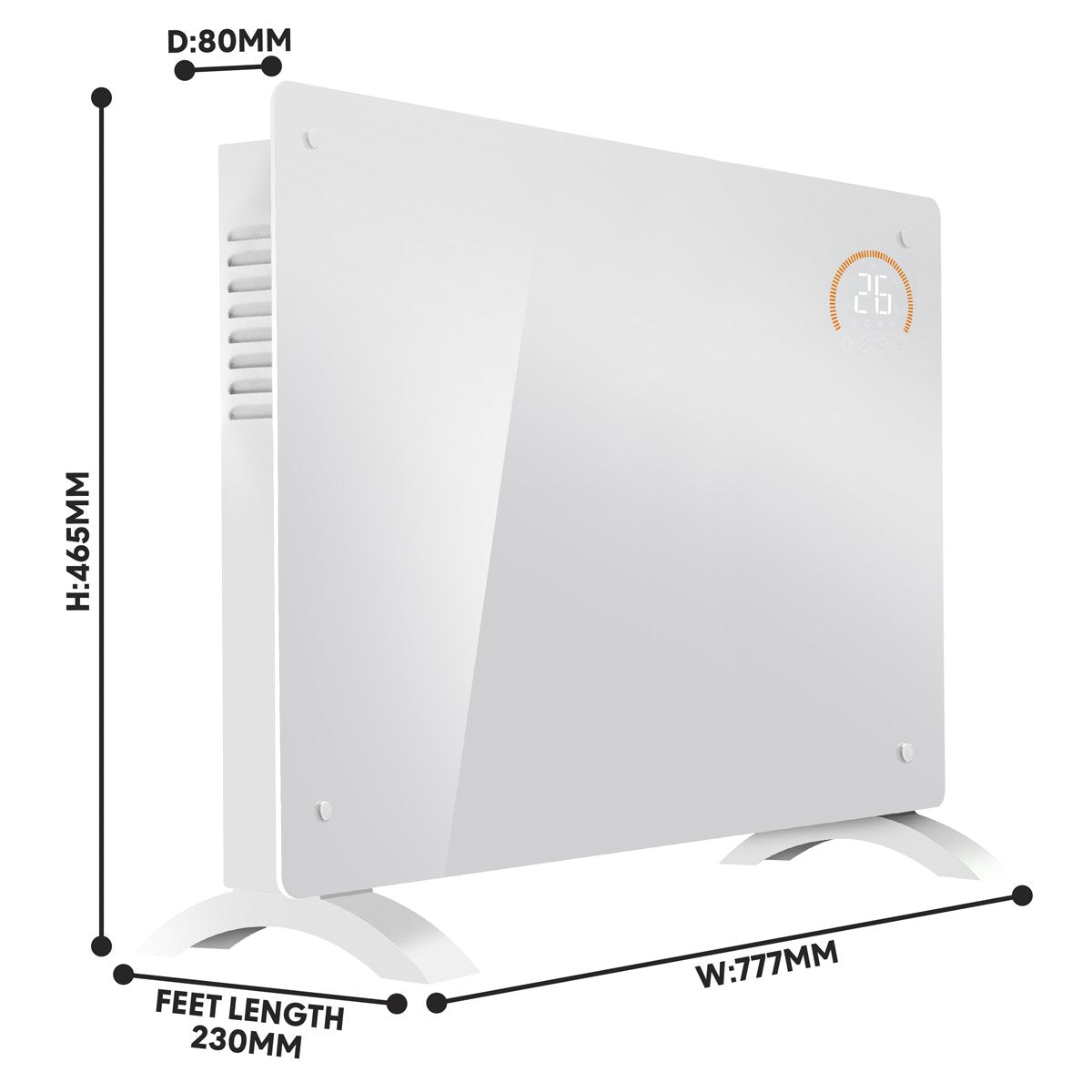 Baridi DH140 Electric Glass Panel Heater 2000W Thermostat Controlled 24Hr 7 Day Timer Wi - Fi Enabled Remote Control White - McCormickTools