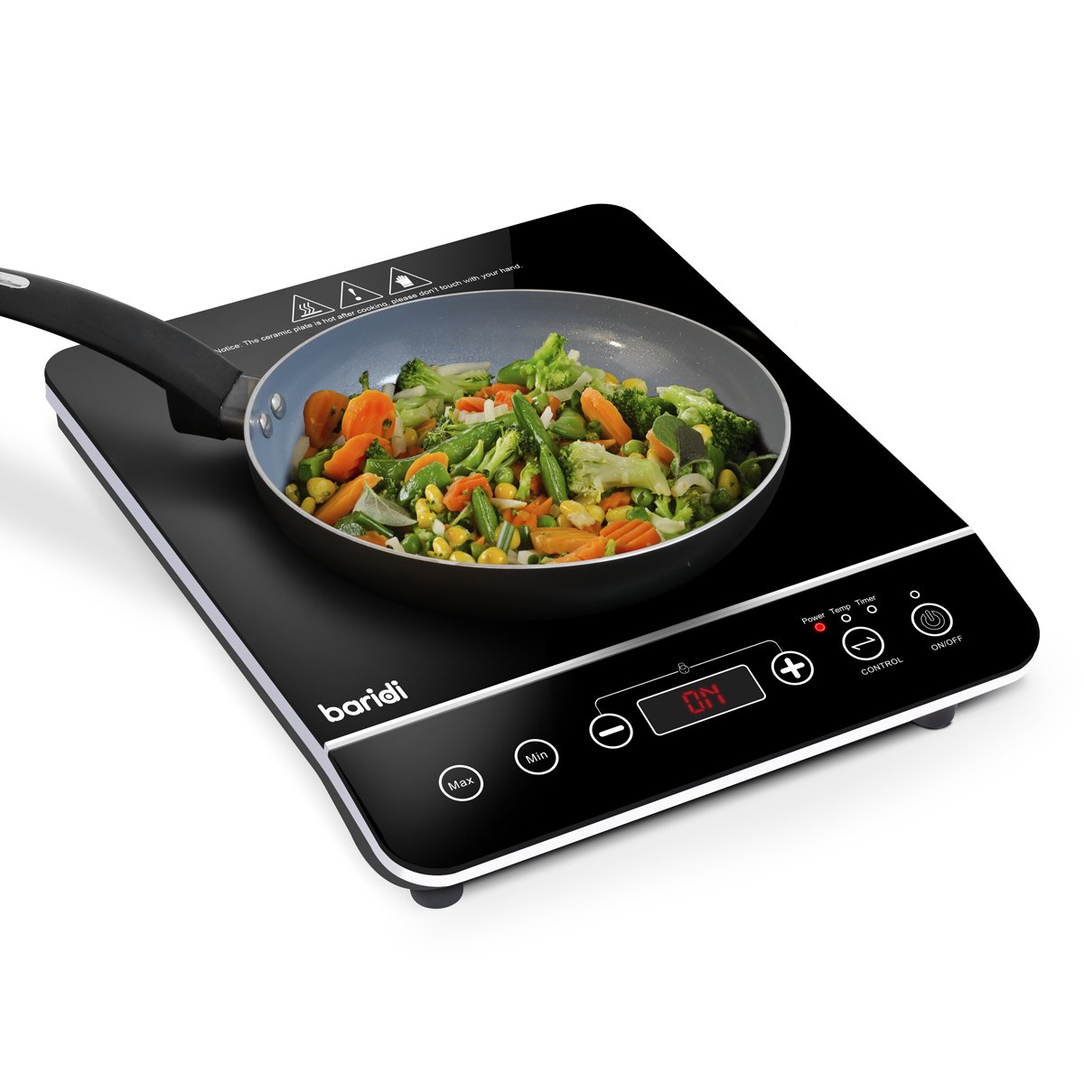 Baridi DH145 Induction Hob: Single Zone with 13A Plug 10 Power Settings 200W - 2000W Touch Controls 3 - Hour Timer Function Child Lock Black - McCormickTools