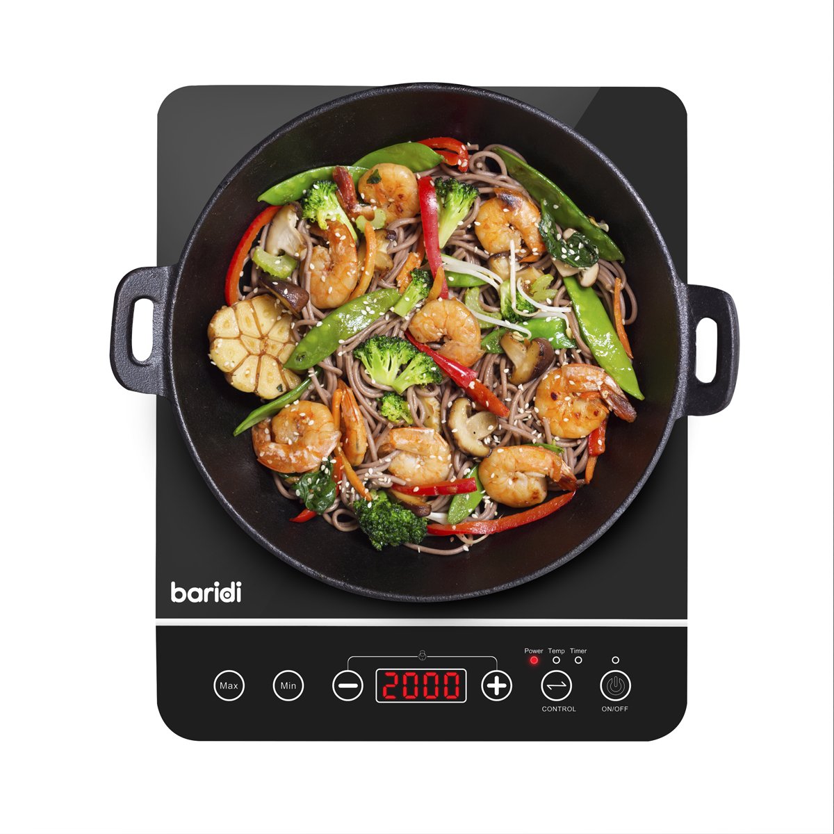 Baridi DH145 Induction Hob: Single Zone with 13A Plug 10 Power Settings 200W - 2000W Touch Controls 3 - Hour Timer Function Child Lock Black - McCormickTools