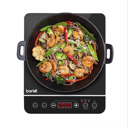 Baridi DH145 Induction Hob: Single Zone with 13A Plug 10 Power Settings 200W - 2000W Touch Controls 3 - Hour Timer Function Child Lock Black - McCormickTools