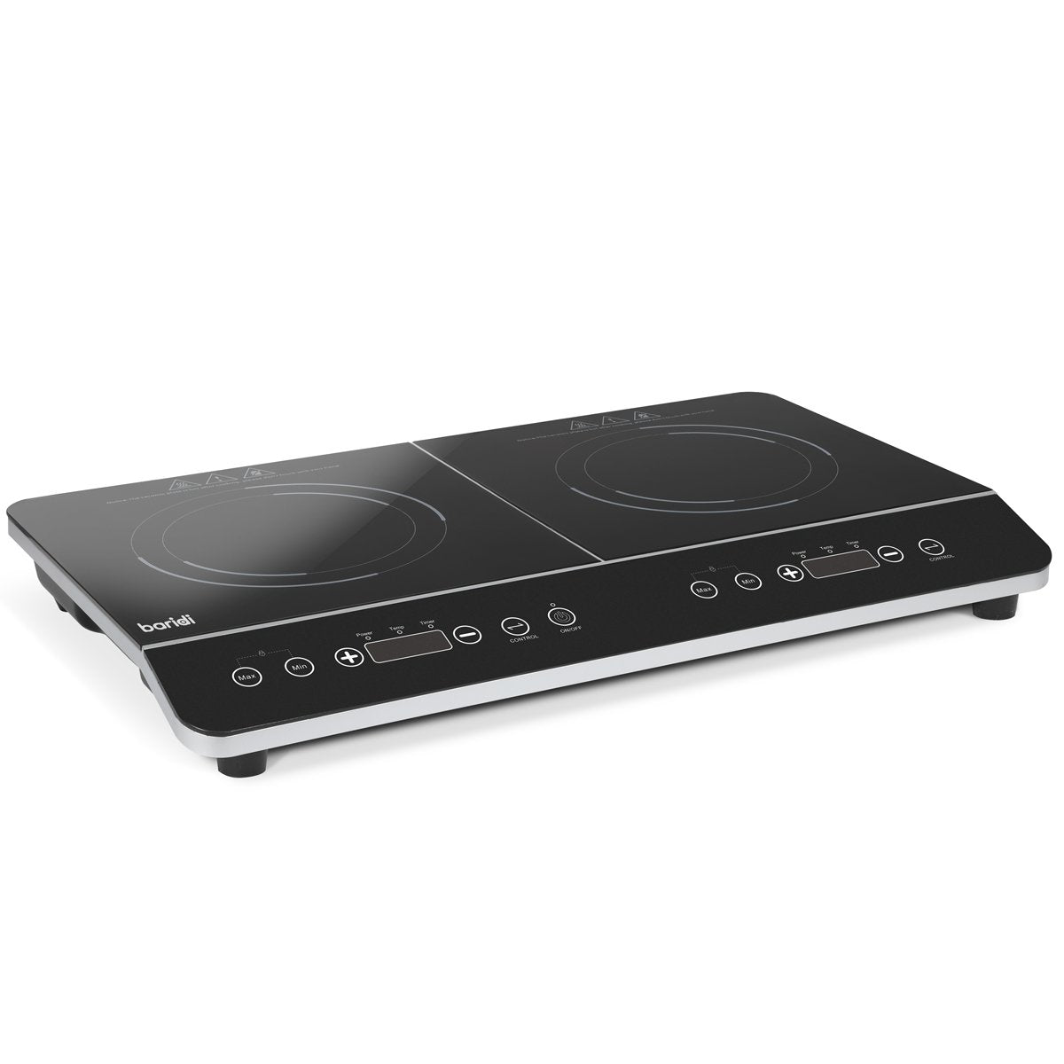 Baridi DH146 Portable Induction Hob: Two Zone Cooktop with 13A Plug 2800W 10 Power Settings Touch Controls 3 - Hour Timer Function Child Safety Lock Black - McCormickTools