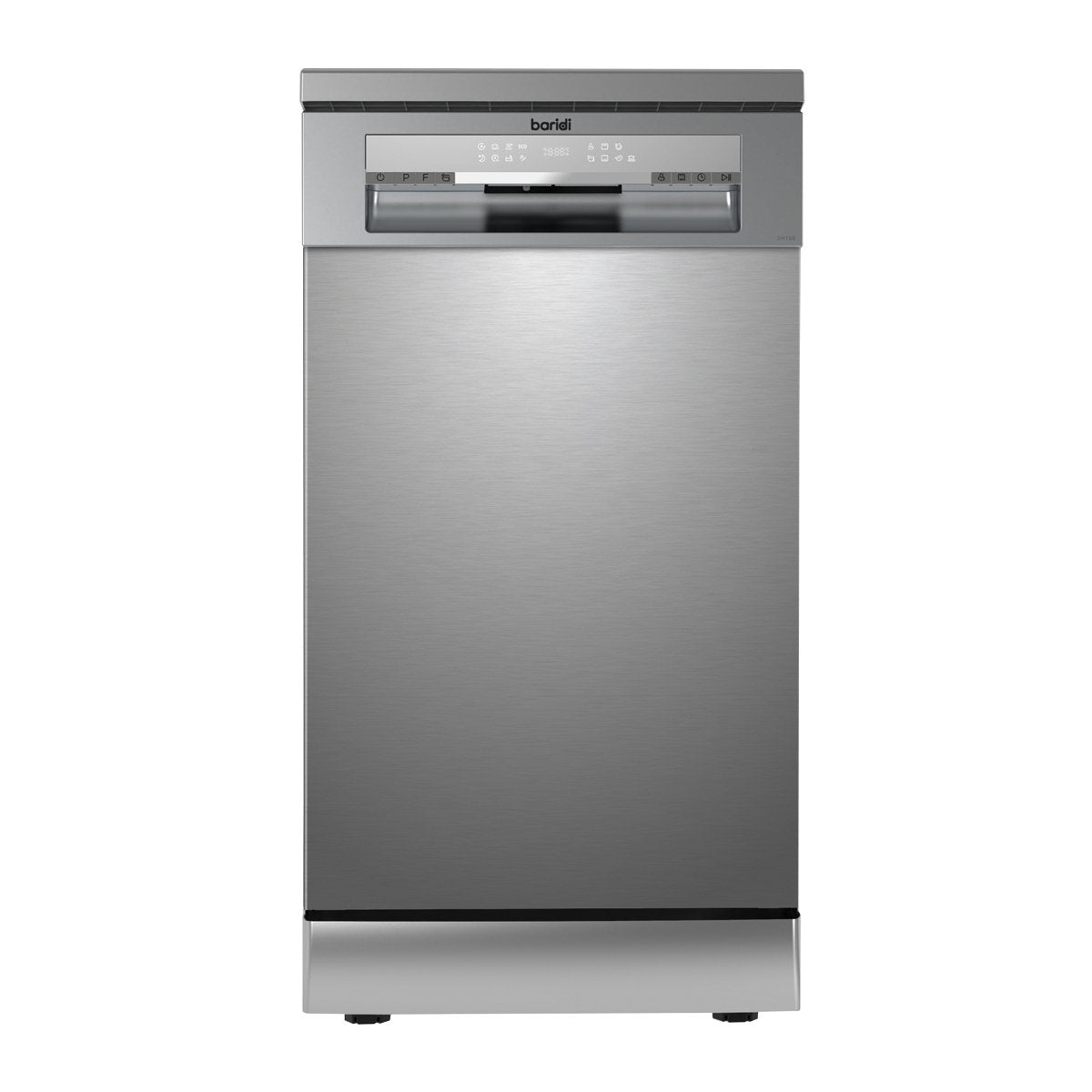 Baridi DH166 Slimline Freestanding Dishwasher 45cm Wide with 10 Place Settings 8 Programs & 5 Functions LED Display Silver - McCormickTools