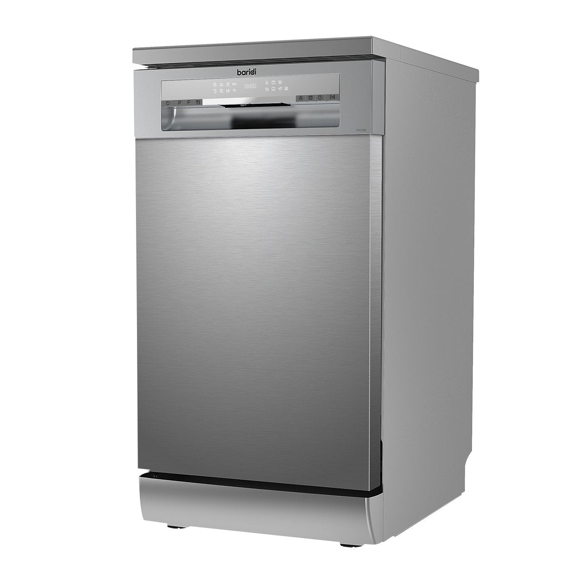 Baridi DH166 Slimline Freestanding Dishwasher 45cm Wide with 10 Place Settings 8 Programs & 5 Functions LED Display Silver - McCormickTools