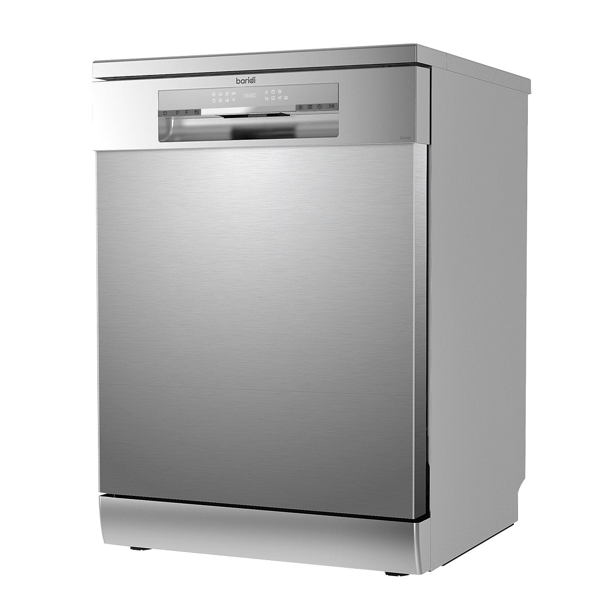 Baridi DH167 Freestanding Dishwasher Full Size Standard 60cm Wide with 14 Place Settings 8 Programs & 5 Functions LED Display Silver - McCormickTools