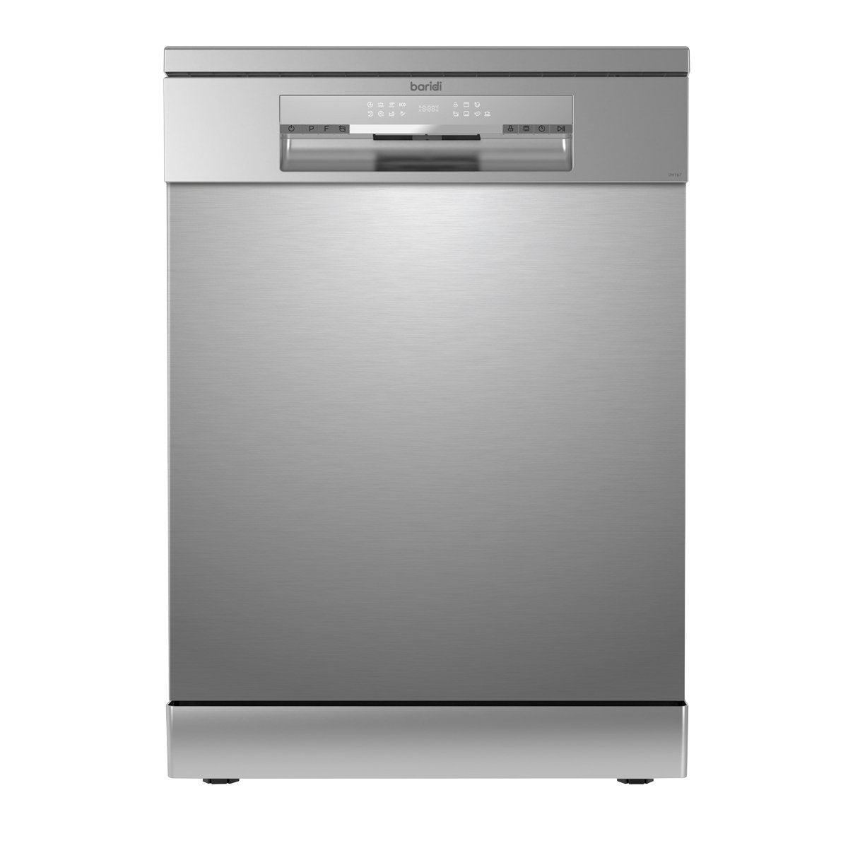 Baridi DH167 Freestanding Dishwasher Full Size Standard 60cm Wide with 14 Place Settings 8 Programs & 5 Functions LED Display Silver - McCormickTools