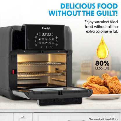 Baridi DH170 Air Fryer & Rotisserie 10 Preset Programs 1500W 12L Black & Silver - McCormickTools