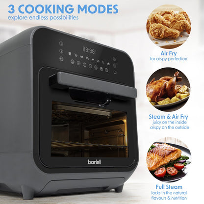 Baridi DH171 Steam Air Fryer Oven Self - Cleaning 8 Preset Programs 1635W 15L Black - McCormickTools