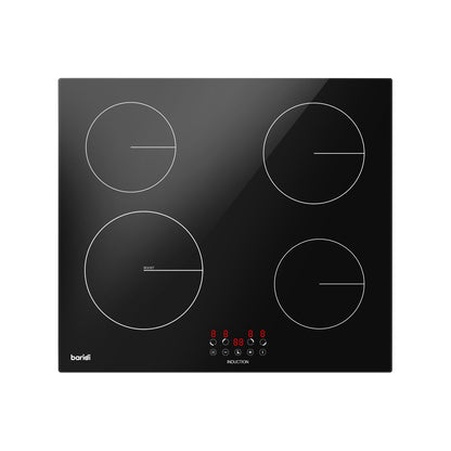 Baridi DH176 60cm Built - In Induction Hob with 4 Cooking Zones Black Glass 6800W with 9 Power Settings Touch Controls & Timer Hardwired - McCormickTools