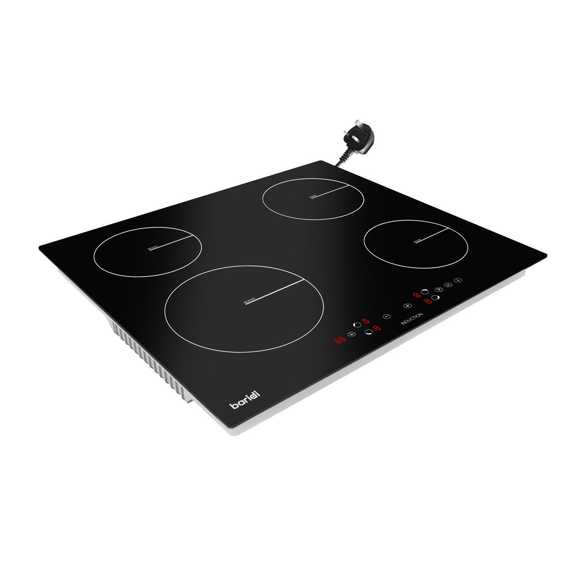 Baridi DH177 60cm Built - In Induction Hob with 4 Cooking Zones 2800W Boost Function 9 Power Levels Touch Control Timer supplied with 13A Plug - McCormickTools