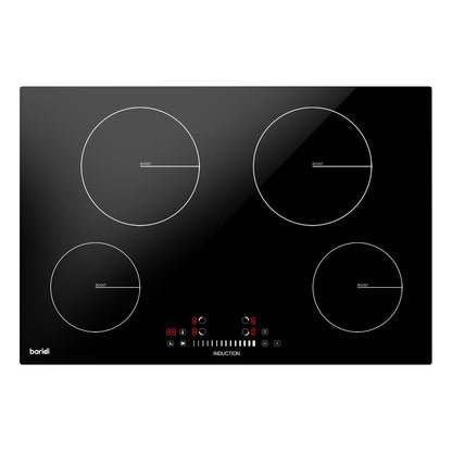 Baridi DH179 77cm Built - In Induction Hob with 4 Cooking Zones 7200W Boost Function 9 Power Levels Touch Control & Timer Hardwired - McCormickTools