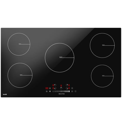 Baridi DH180 90cm Built - In Induction Hob with 5 Cooking Zones 9300W Boost Function 9 Power Levels Slider Touch Control Hardwired - McCormickTools