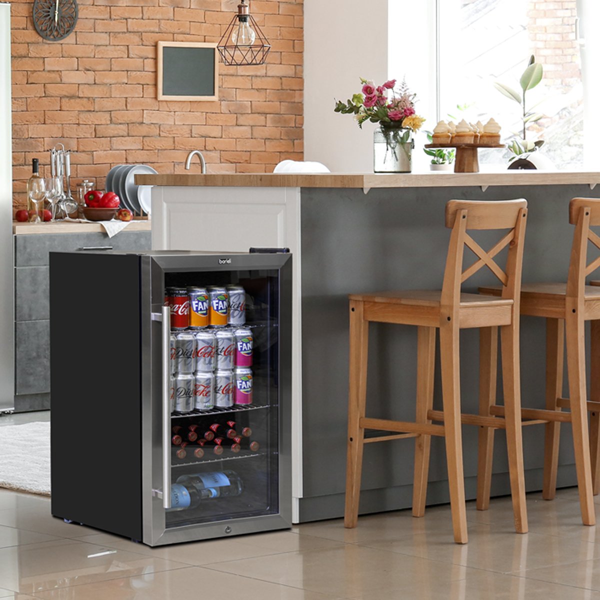 Baridi DH31 Under Counter Wine/Drink/Beverage Cooler/Fridge Built - In Thermostat Energy Class E 85 Litre - Stainless Steel - McCormickTools