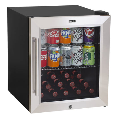 Baridi DH75 50L Tabletop Drinks Fridge Mini Beer Cooler Glass Door Stainless Steel