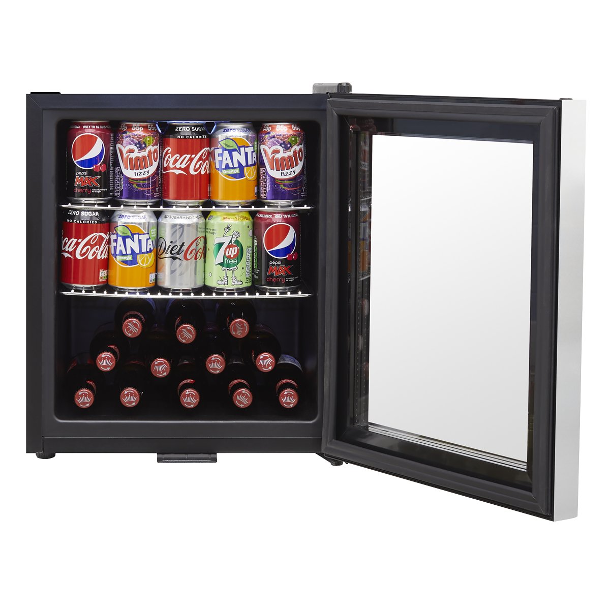 Baridi DH75 50L Tabletop Drinks Fridge Mini Beer Cooler Glass Door Stainless Steel