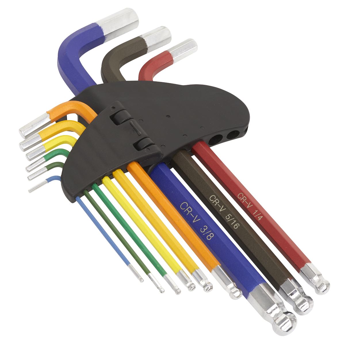 Sealey AK7197 Ball-End Hex Key Set 9pc Long Colour-Coded Imperial