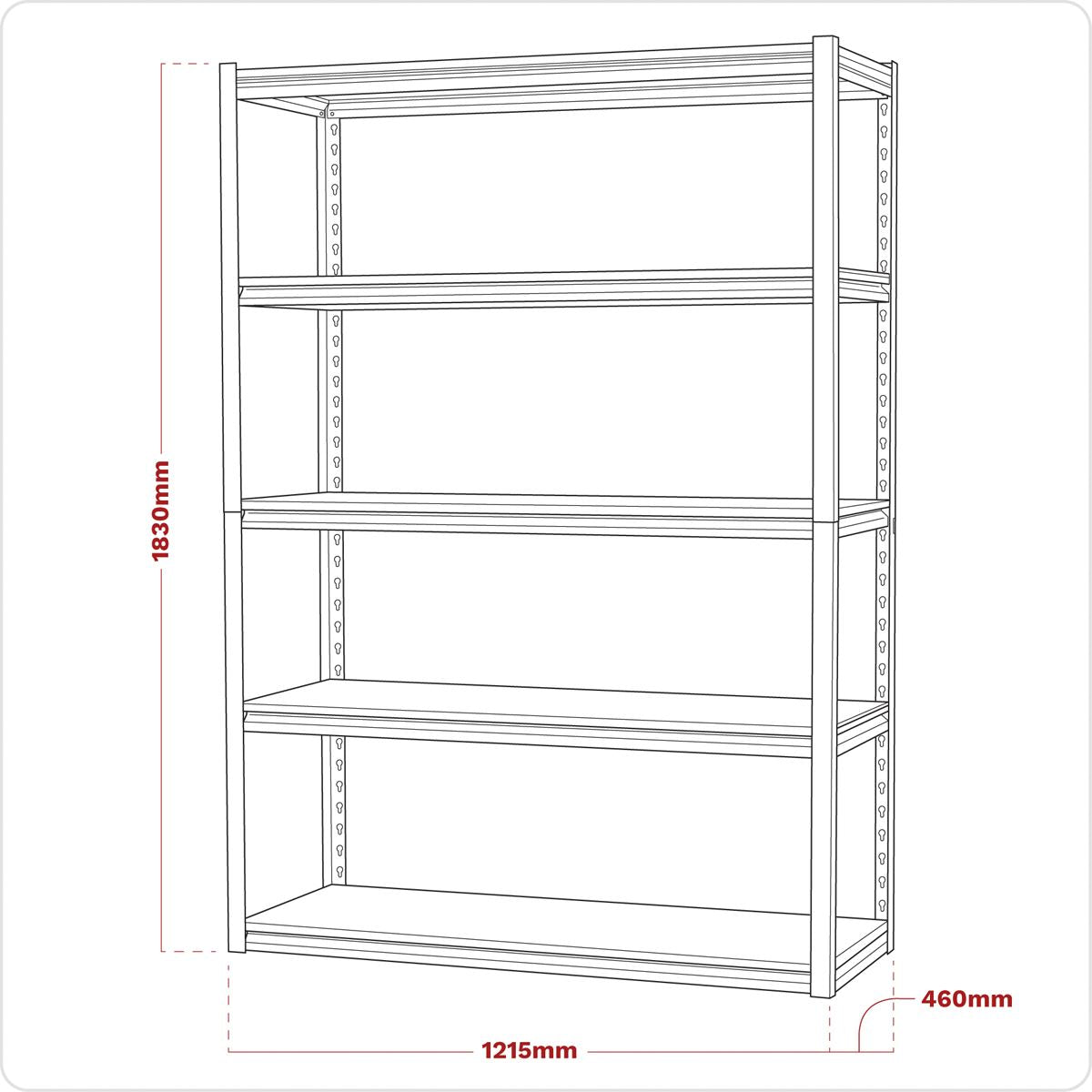 Sealey AP6548 Racking Unit with 5 Shelves 600kg Capacity Per Level