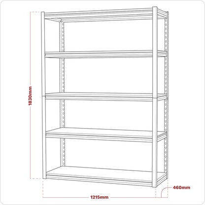 Sealey AP6548 Racking Unit with 5 Shelves 600kg Capacity Per Level