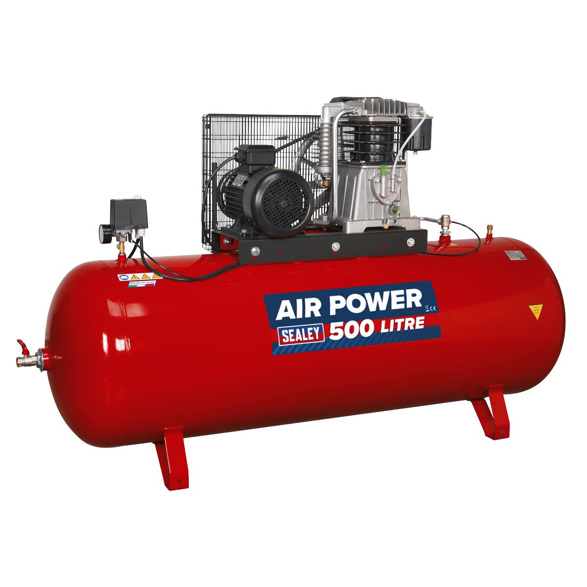 Sealey SAC55075B Air Compressor 500L Belt Drive 7.5hp 3ph 2-Stage with Cast Cylinders