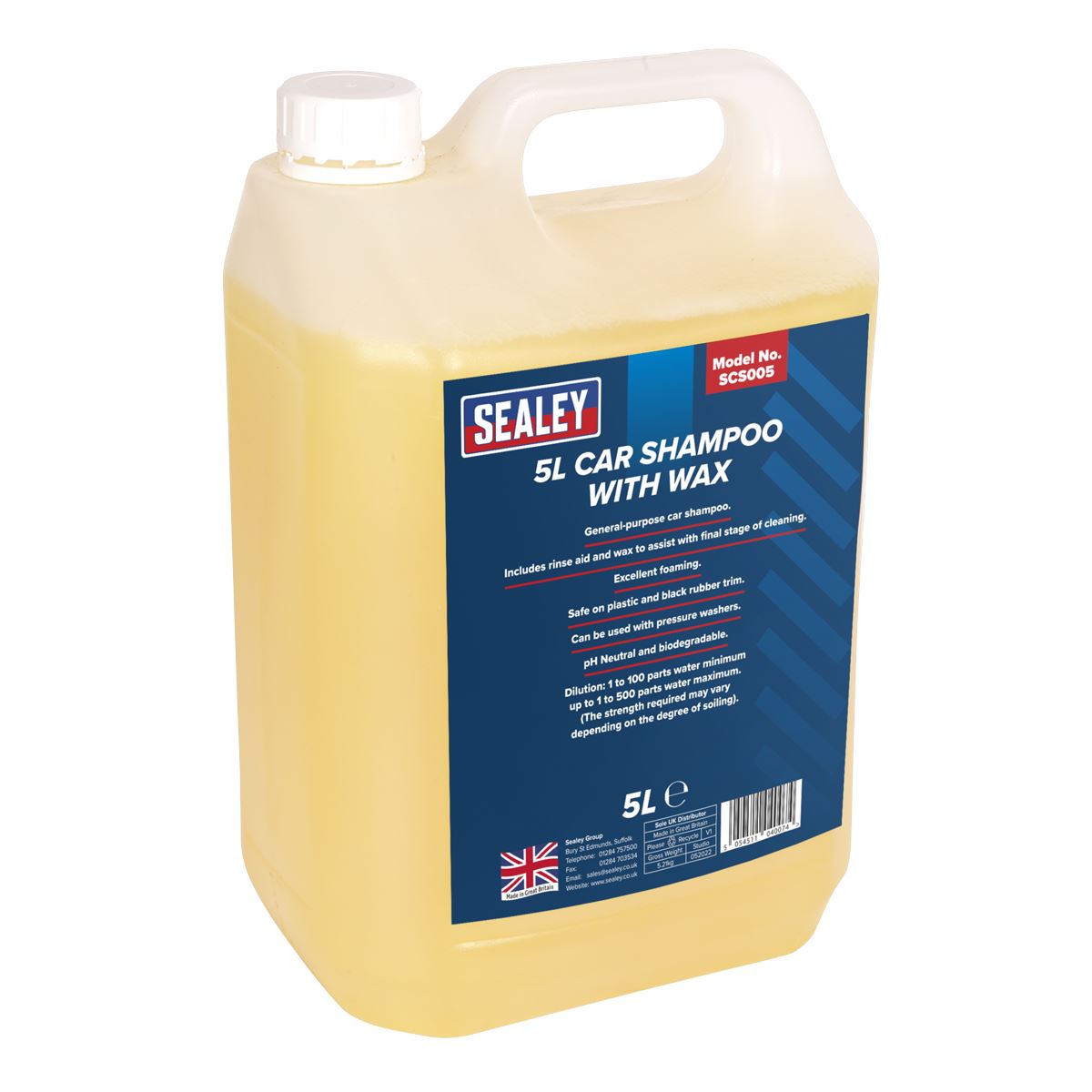 Sealey SCS005 Car Shampoo with Wax 5L-McCormickTools